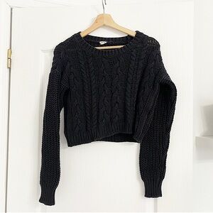 GARAGE | Black cropped cable knit sweater